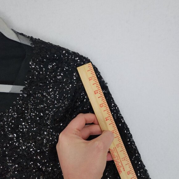 J Crew Sweater Womens Small Black Sequin Open Front 3/4 Sleeve Formal Cardigan - Picture 7 of 13